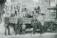 002607 Carnival group on lorry outside Hurlestone's 1936