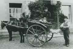 000552 Jack Rogers of Donyatt, butcher, in pony and trap outside The Railway Hotel, Ilminster c1900